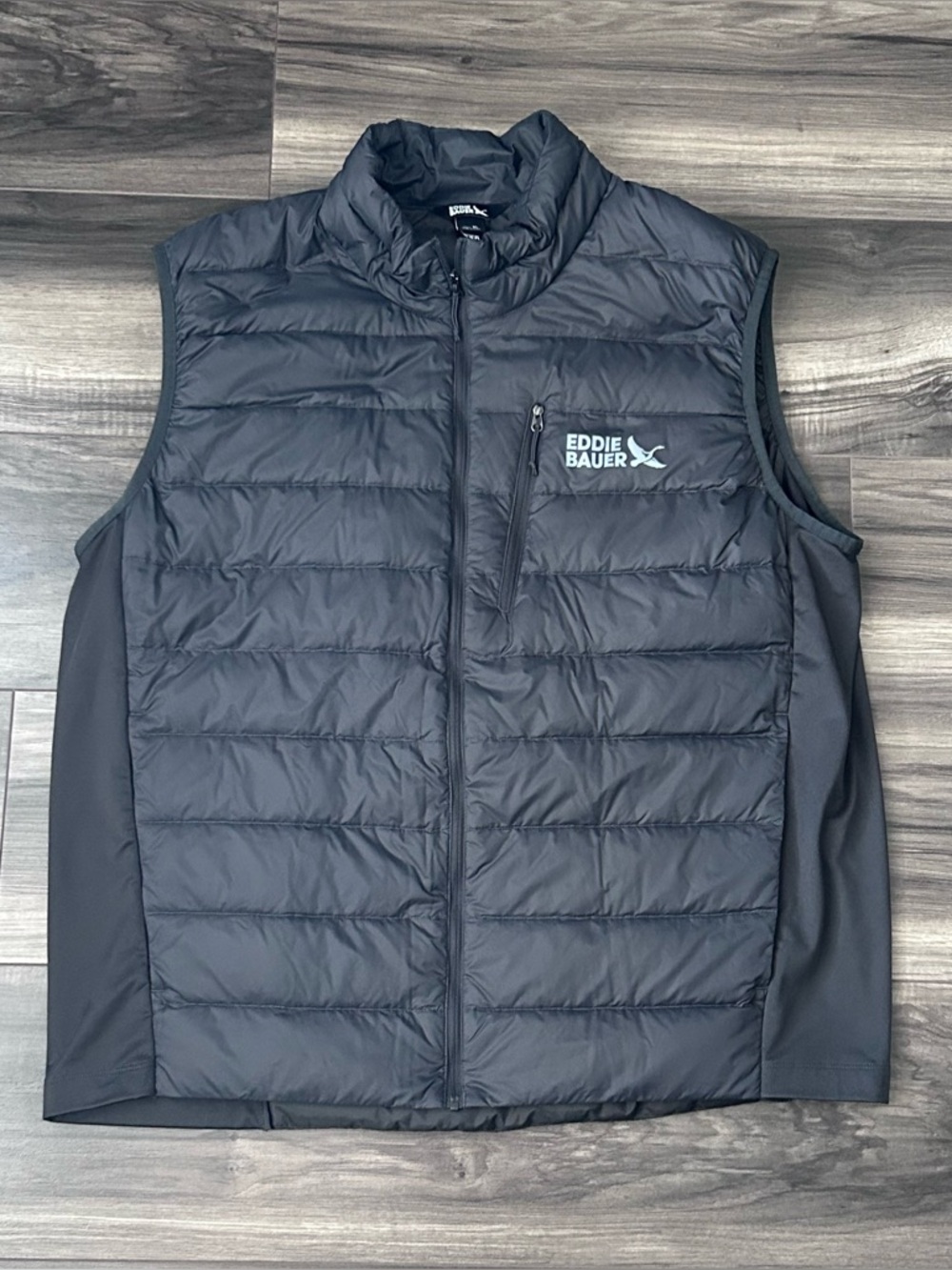 Eddie Bauer Down 550 Puffer Vest Men's XL Black Full Zip Down Feather Fill